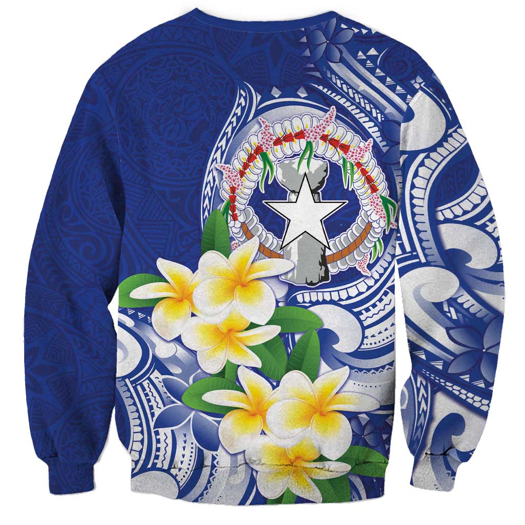 Northern Mariana Islands Sweatshirt Polynesian Pattern With Frangipani