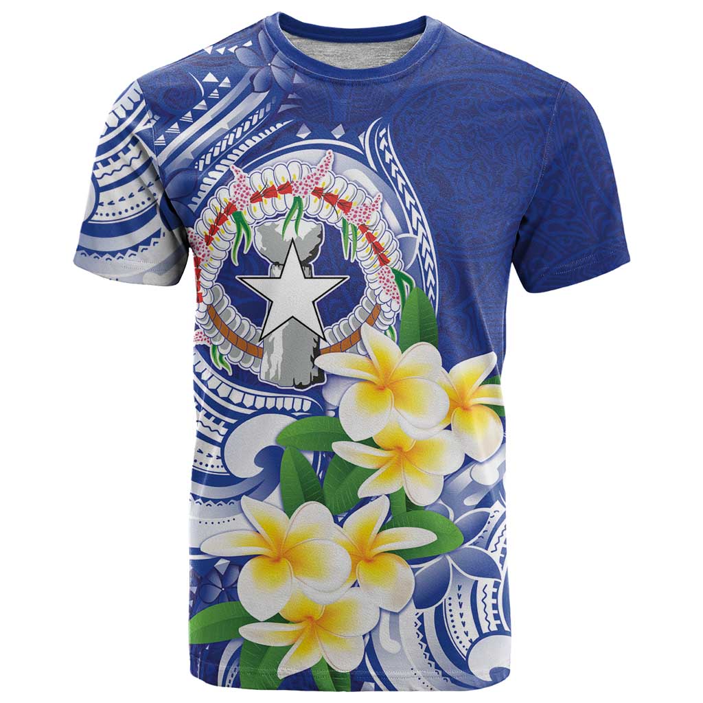 Northern Mariana Islands T Shirt Polynesian Pattern With Frangipani