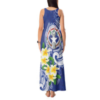 Northern Mariana Islands Tank Maxi Dress Polynesian Pattern With Frangipani