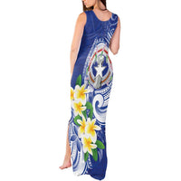 Northern Mariana Islands Tank Maxi Dress Polynesian Pattern With Frangipani