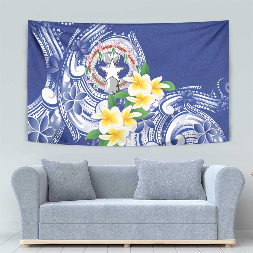 Northern Mariana Islands Tapestry Polynesian Pattern With Frangipani