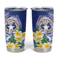 Northern Mariana Islands Tumbler Cup Polynesian Pattern With Frangipani