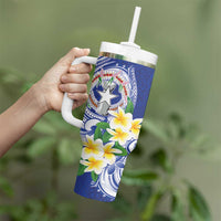 Northern Mariana Islands Tumbler With Handle Polynesian Pattern With Frangipani