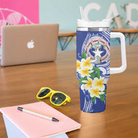Northern Mariana Islands Tumbler With Handle Polynesian Pattern With Frangipani