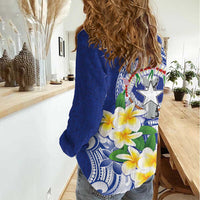 Northern Mariana Islands Women Casual Shirt Polynesian Pattern With Frangipani