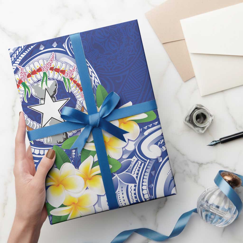 Northern Mariana Islands Wrapping Paper Polynesian Pattern With Frangipani
