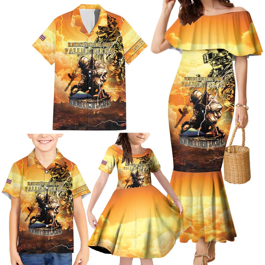 Hawaii Memorial Day Family Matching Mermaid Dress and Hawaiian Shirt Remember Their Sacrifice