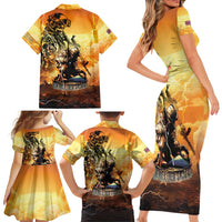 Hawaii Memorial Day Family Matching Short Sleeve Bodycon Dress and Hawaiian Shirt Remember Their Sacrifice