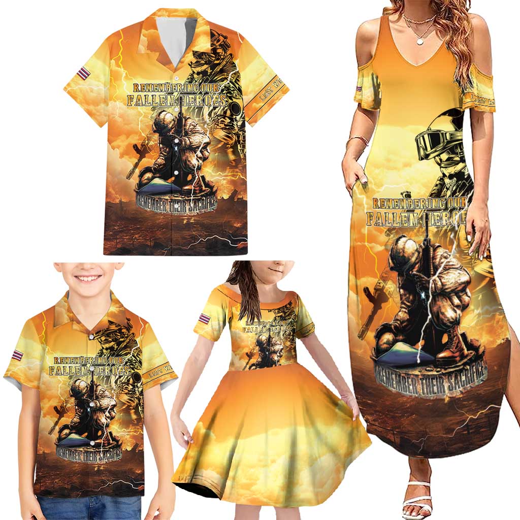 Hawaii Memorial Day Family Matching Summer Maxi Dress and Hawaiian Shirt Remember Their Sacrifice