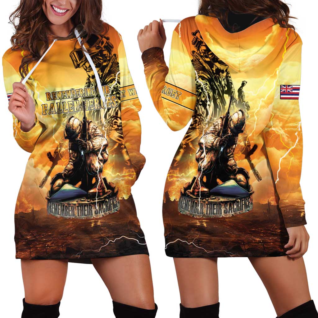 Hawaii Memorial Day Hoodie Dress Remember Their Sacrifice