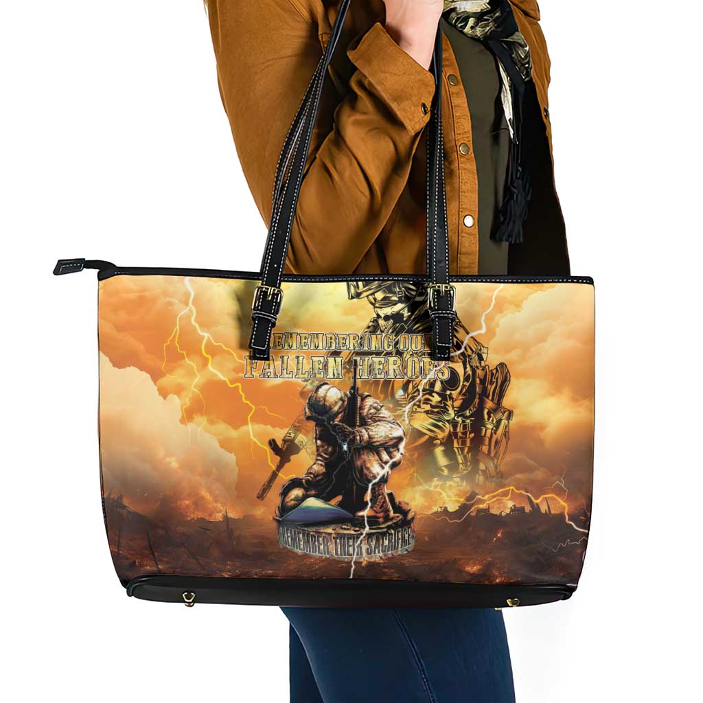 Hawaii Memorial Day Leather Tote Bag Remember Their Sacrifice