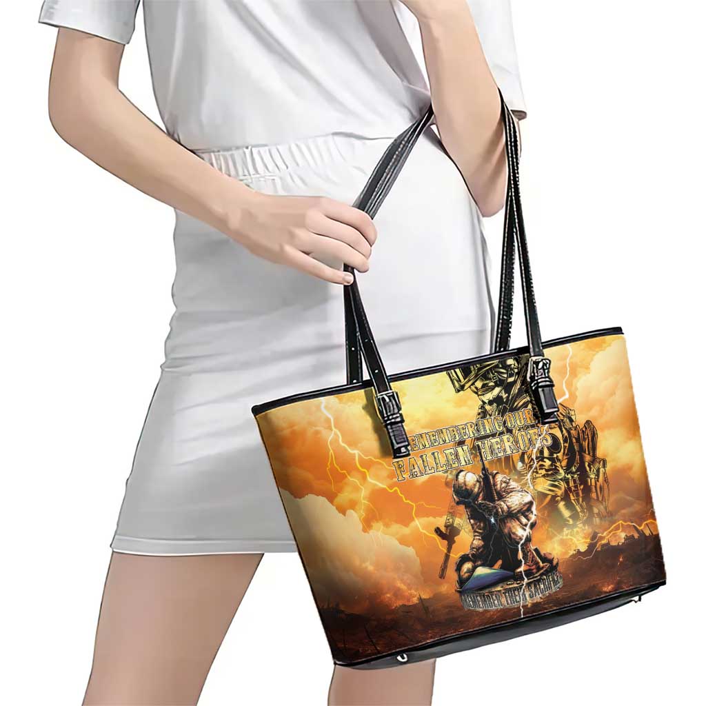 Hawaii Memorial Day Leather Tote Bag Remember Their Sacrifice