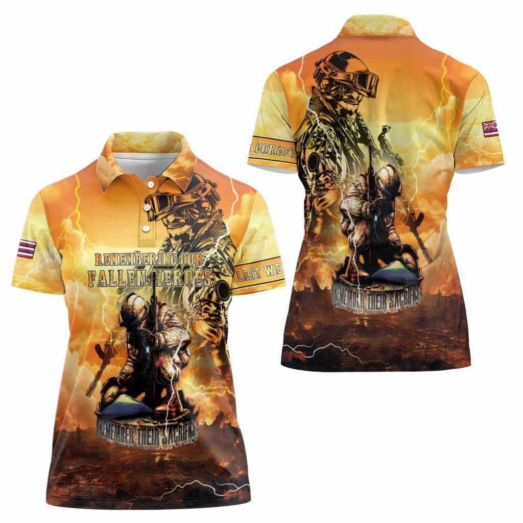 Hawaii Memorial Day Women Polo Shirt Remember Their Sacrifice