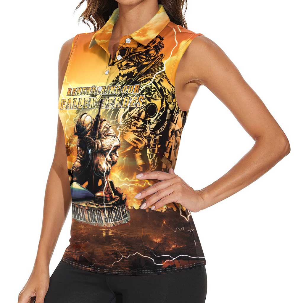 Hawaii Memorial Day Women Sleeveless Polo Shirt Remember Their Sacrifice