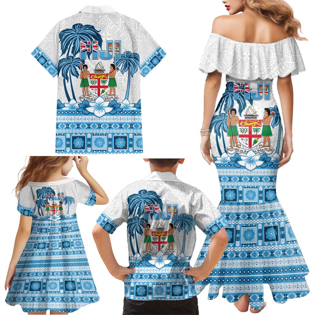Fiji 679 Constitution Day Family Matching Mermaid Dress and Hawaiian Shirt Fijian Tapa Pattern