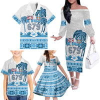 Fiji 679 Constitution Day Family Matching Off The Shoulder Long Sleeve Dress and Hawaiian Shirt Fijian Tapa Pattern