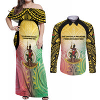 Vanuatu Independence Day Couples Matching Off Shoulder Maxi Dress and Long Sleeve Button Shirt The Untouched Paradise