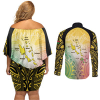 Vanuatu Independence Day Couples Matching Off Shoulder Short Dress and Long Sleeve Button Shirt The Untouched Paradise