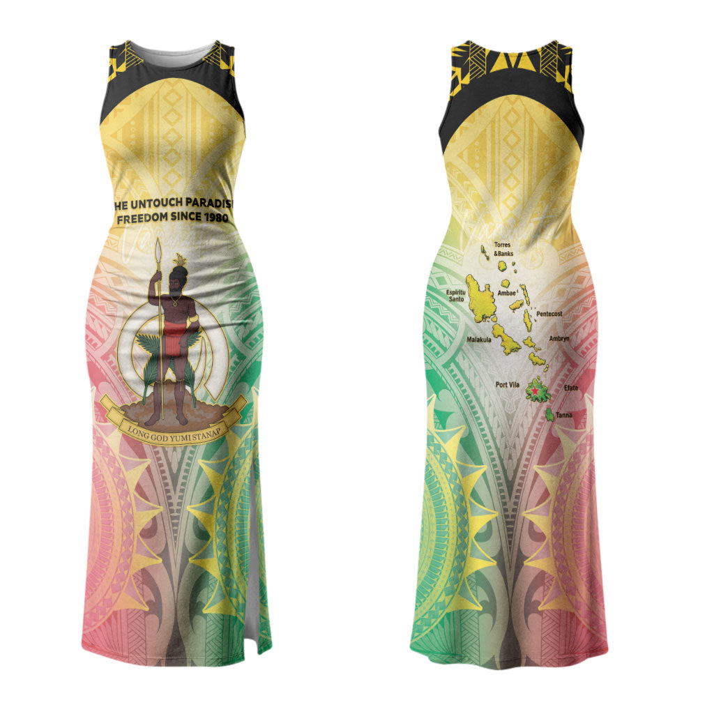 Vanuatu Independence Day Couples Matching Tank Maxi Dress and Hawaiian Shirt The Untouched Paradise LT05 - Polynesian Pride