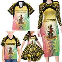 Vanuatu Independence Day Family Matching Long Sleeve Bodycon Dress and Hawaiian Shirt The Untouched Paradise