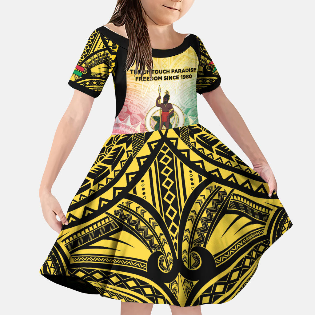 Vanuatu Independence Day Family Matching Off The Shoulder Long Sleeve Dress and Hawaiian Shirt The Untouched Paradise