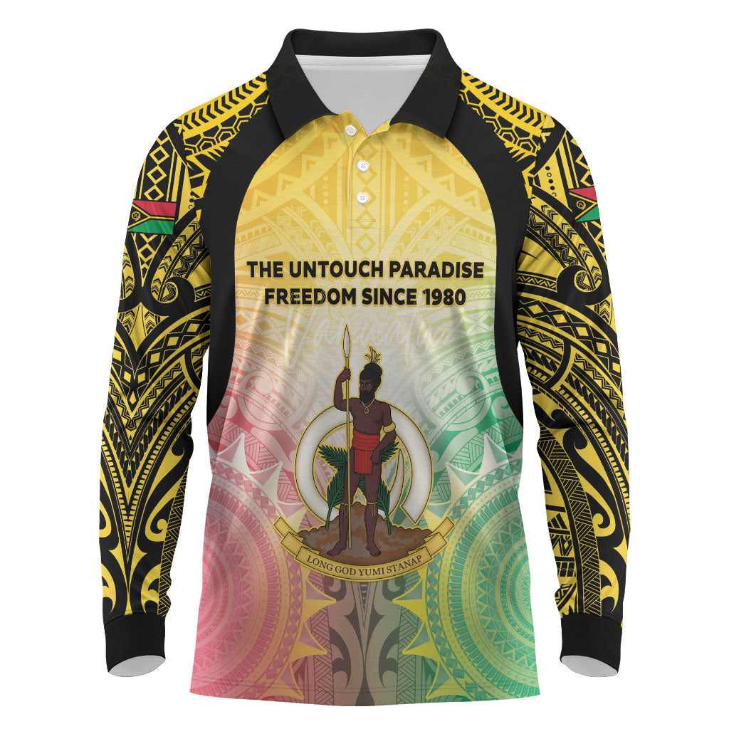 Vanuatu Independence Day Long Sleeve Polo Shirt The Untouched Paradise