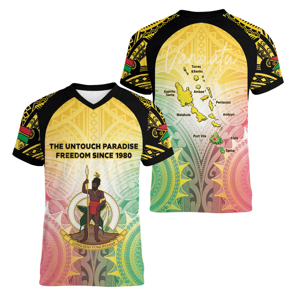 Vanuatu Independence Day Women V-Neck T-Shirt The Untouched Paradise