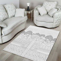 Samoa Lotu Tamaiti Area Rug White Sunday Polynesian Pattern With Tropical Flowers