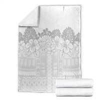 Samoa Lotu Tamaiti Blanket White Sunday Polynesian Pattern With Tropical Flowers