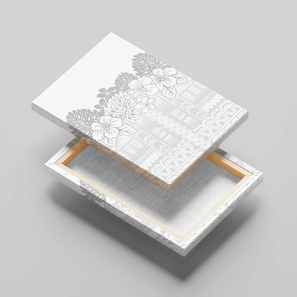 Samoa Lotu Tamaiti Canvas Wall Art White Sunday Polynesian Pattern With Tropical Flowers