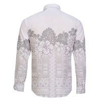 Samoa Lotu Tamaiti Family Matching Off Shoulder Short Dress and Hawaiian Shirt White Sunday Polynesian Pattern With Tropical Flowers