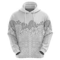 Samoa Lotu Tamaiti Hoodie White Sunday Polynesian Pattern With Tropical Flowers