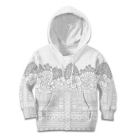 Samoa Lotu Tamaiti Kid Hoodie White Sunday Polynesian Pattern With Tropical Flowers