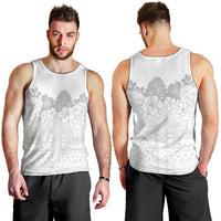 Samoa Lotu Tamaiti Men Tank Top White Sunday Polynesian Pattern With Tropical Flowers