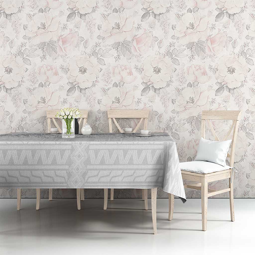 Samoa Lotu Tamaiti Tablecloth White Sunday Polynesian Pattern With Tropical Flowers