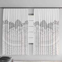 Samoa Lotu Tamaiti Window Curtain White Sunday Polynesian Pattern With Tropical Flowers
