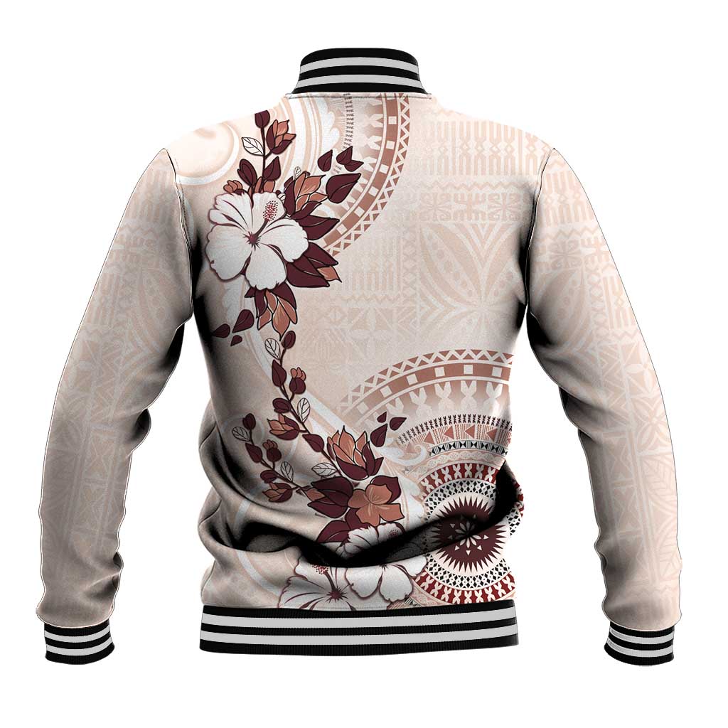 Bula Fiji Language Week Baseball Jacket Fijian Tapa Pattern With Tagimoucia Flower