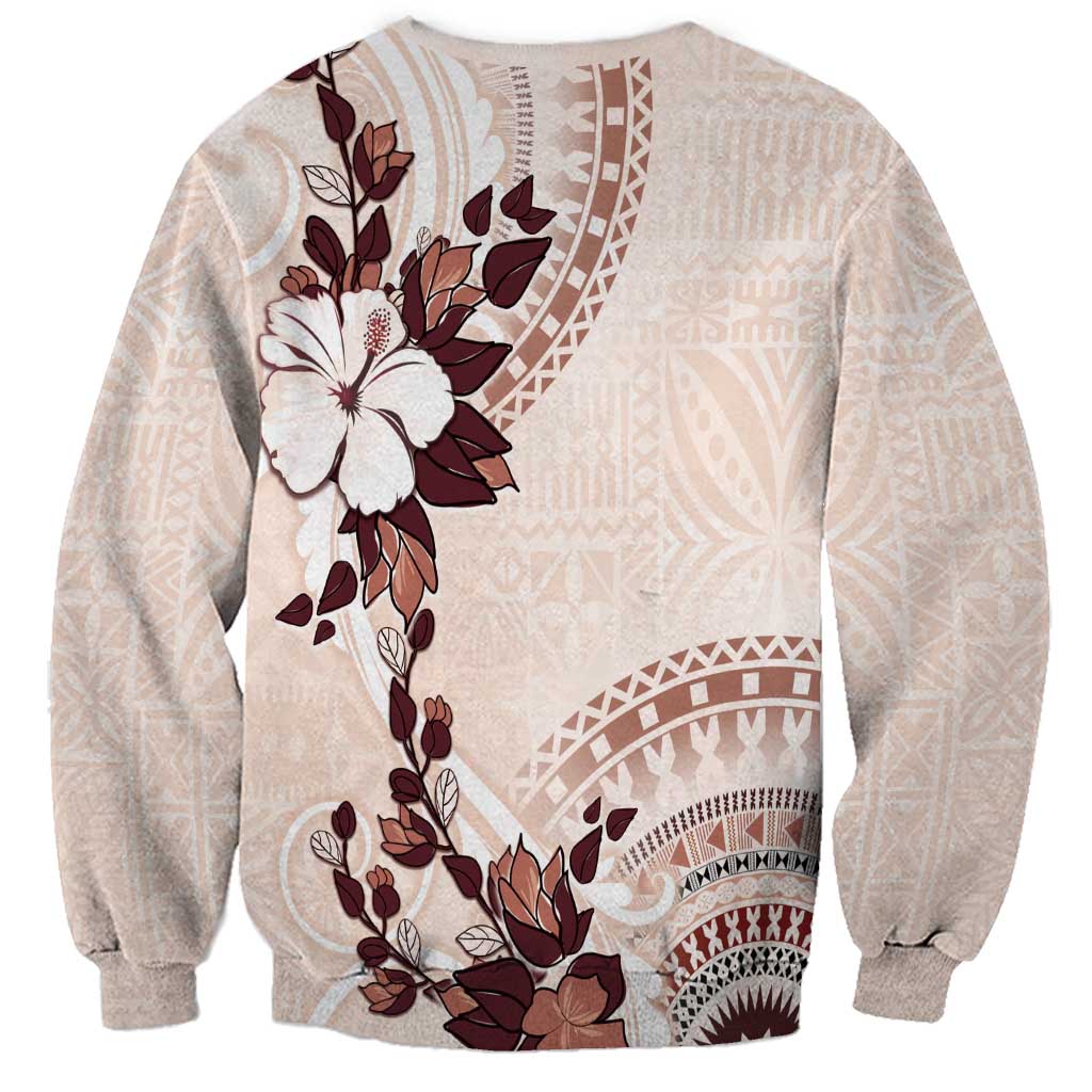 Bula Fiji Language Week Sweatshirt Fijian Tapa Pattern With Tagimoucia Flower
