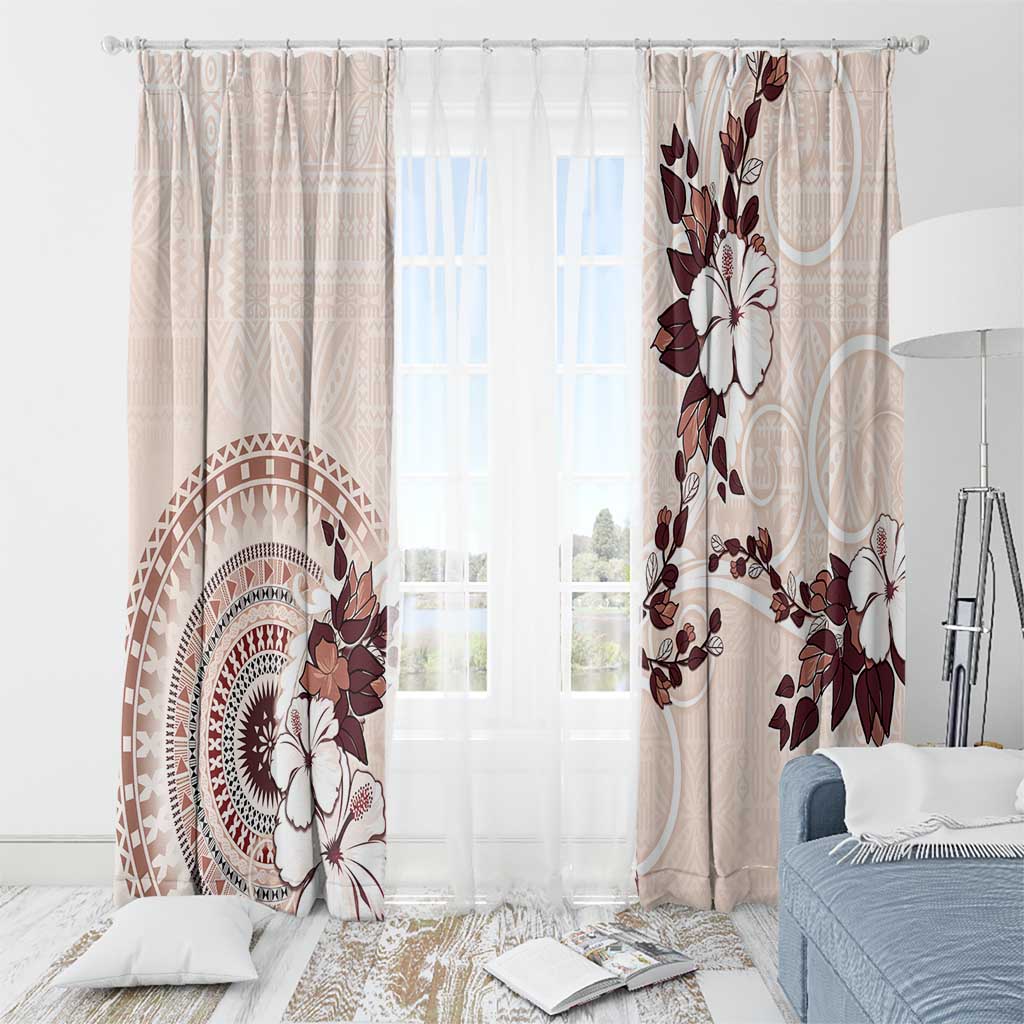 Bula Fiji Language Week Window Curtain Fijian Tapa Pattern With Tagimoucia Flower