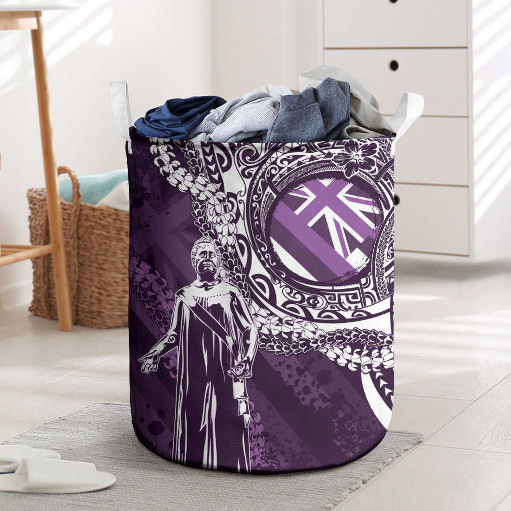 Hawaii Queen Liliuokalani Laundry Basket Hawaiian Maile Lei Flag Style LT05 Purple - Polynesian Pride