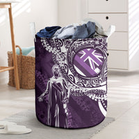 Hawaii Queen Liliuokalani Laundry Basket Hawaiian Maile Lei Flag Style LT05 Purple - Polynesian Pride