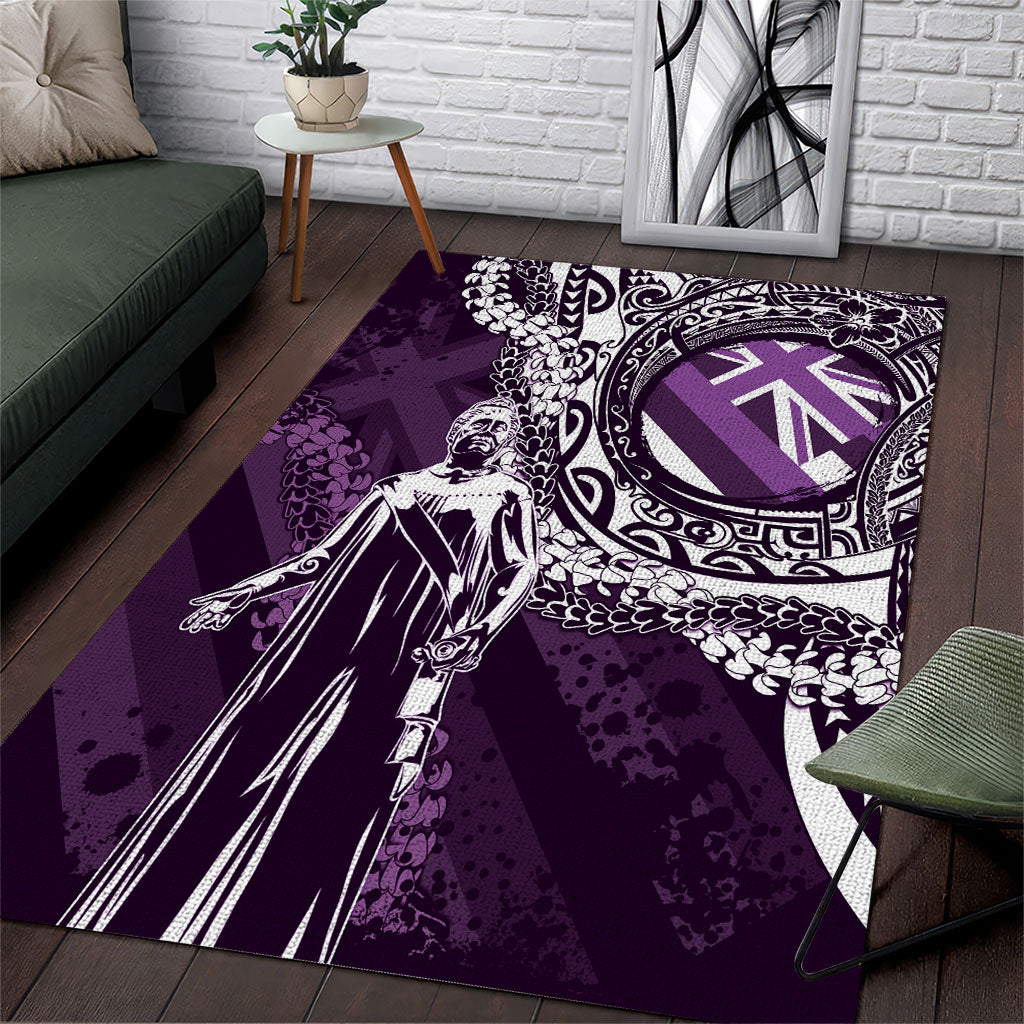 Hawaii Queen Liliuokalani Area Rug Hawaiian Maile Lei Flag Style LT05 Purple - Polynesian Pride