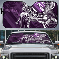 Hawaii Queen Liliuokalani Auto Sun Shade Hawaiian Maile Lei Flag Style LT05 Purple - Polynesian Pride