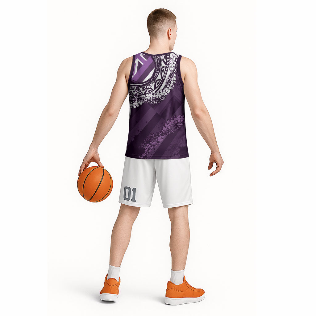 Hawaii Queen Liliuokalani Basketball Jersey Hawaiian Maile Lei Flag Style LT05 - Polynesian Pride