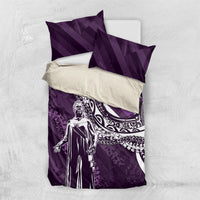 Hawaii Queen Liliuokalani Bedding Set Hawaiian Maile Lei Flag Style LT05 US Twin 172cm x 218cm Purple - Polynesian Pride