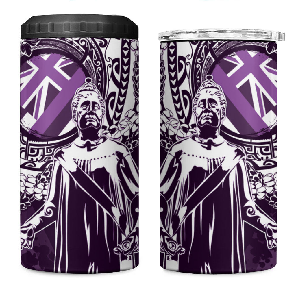 Hawaii Queen Liliuokalani 4 in 1 Can Cooler Tumbler Hawaiian Maile Lei Flag Style LT05 One Size: 16 oz Purple - Polynesian Pride