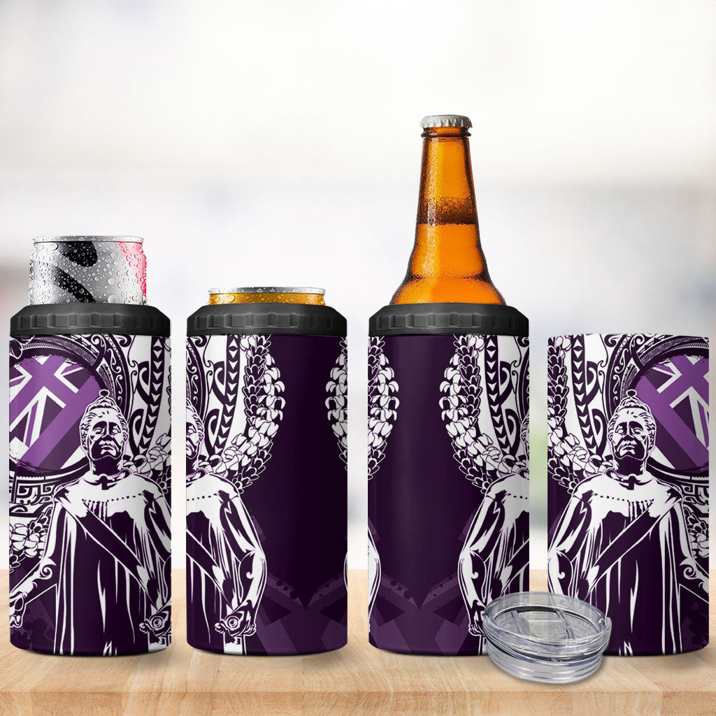 Hawaii Queen Liliuokalani 4 in 1 Can Cooler Tumbler Hawaiian Maile Lei Flag Style LT05 - Polynesian Pride