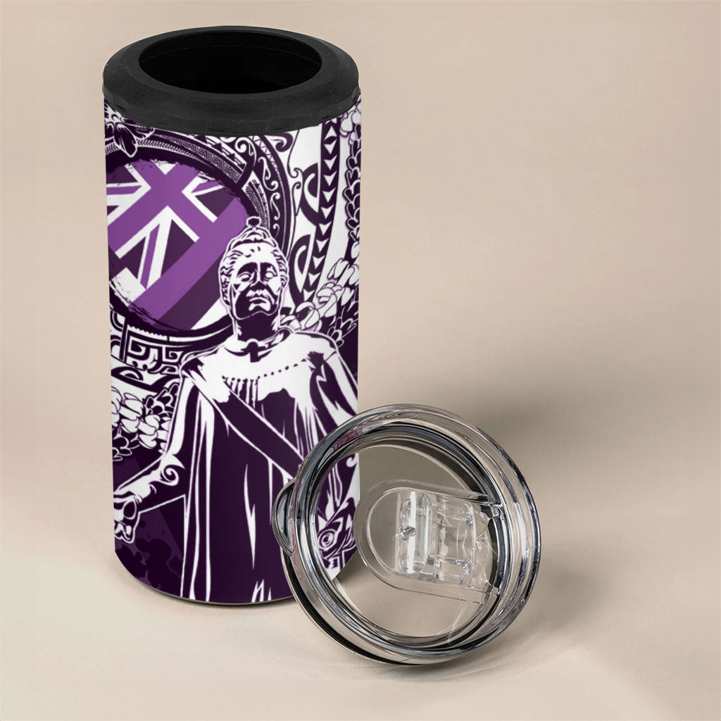 Hawaii Queen Liliuokalani 4 in 1 Can Cooler Tumbler Hawaiian Maile Lei Flag Style LT05 - Polynesian Pride