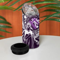 Hawaii Queen Liliuokalani 4 in 1 Can Cooler Tumbler Hawaiian Maile Lei Flag Style LT05 - Polynesian Pride
