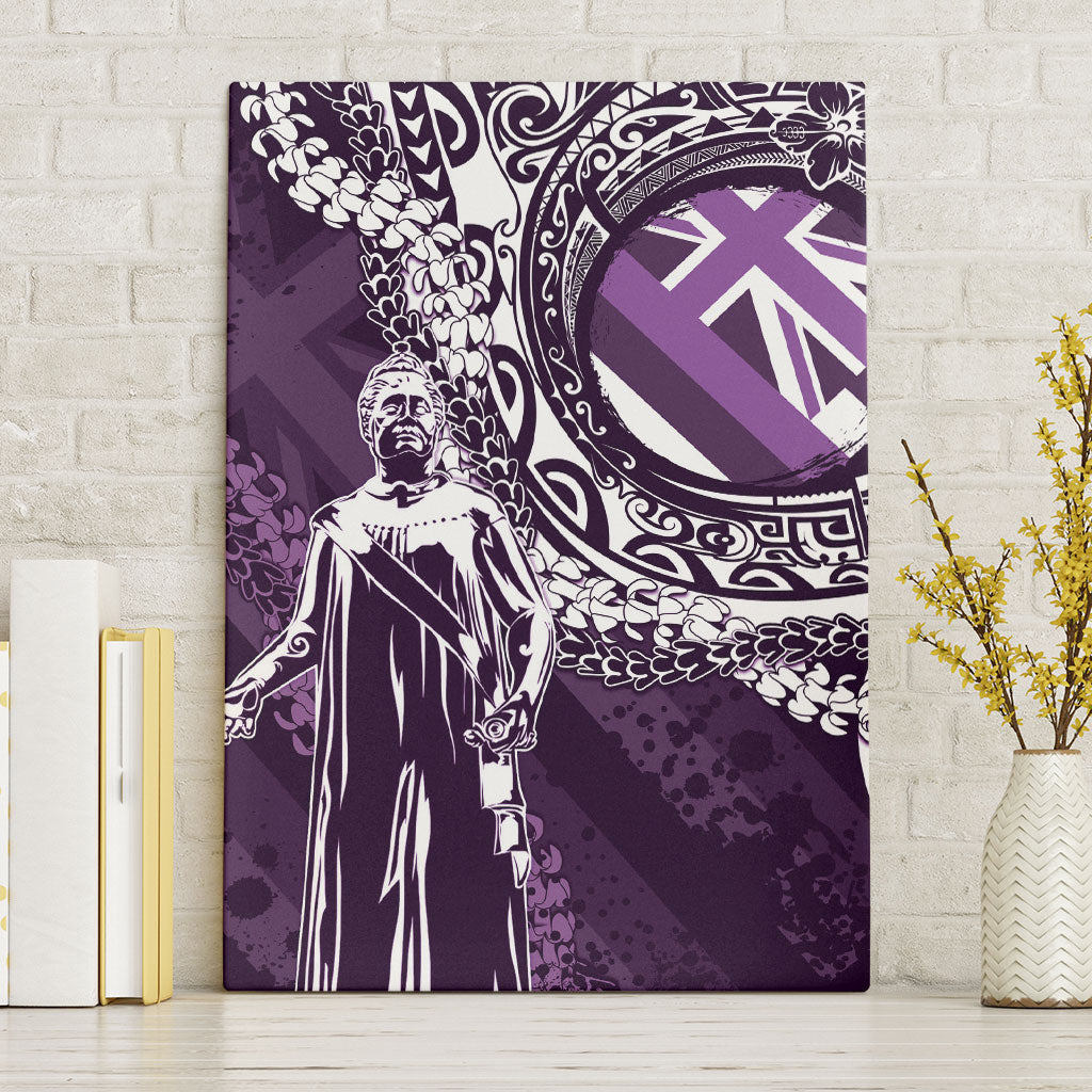 Hawaii Queen Liliuokalani Canvas Wall Art Hawaiian Maile Lei Flag Style LT05 Without Frame Purple - Polynesian Pride